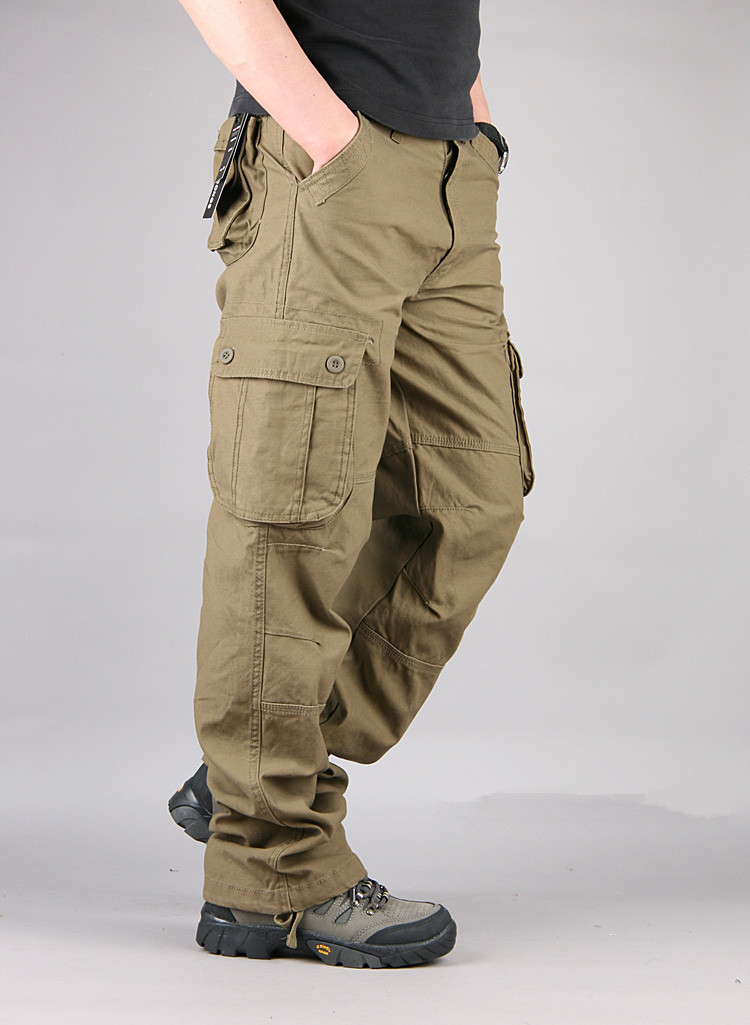 Men's 100% Cotton Cargo Pants – Straight Leg in Khaki