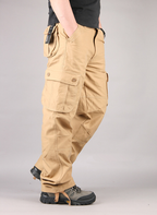Men's 100% Cotton Cargo Pants – Straight Leg in beige