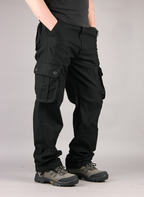Men's 100% Cotton Cargo Pants – Straight Leg in black