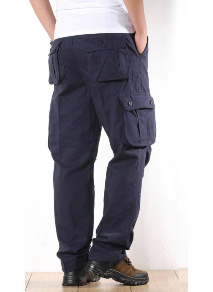 Men's 100% Cotton Cargo Pants – Straight Leg in Navy blue