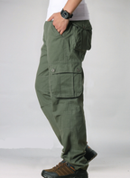 Men's 100% Cotton Cargo Pants – Straight Leg in green