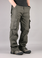 Men's 100% Cotton Cargo Pants – Straight Leg in army green