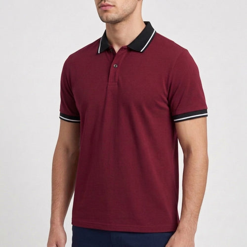 Men's Contrast Collar Polo Shirt