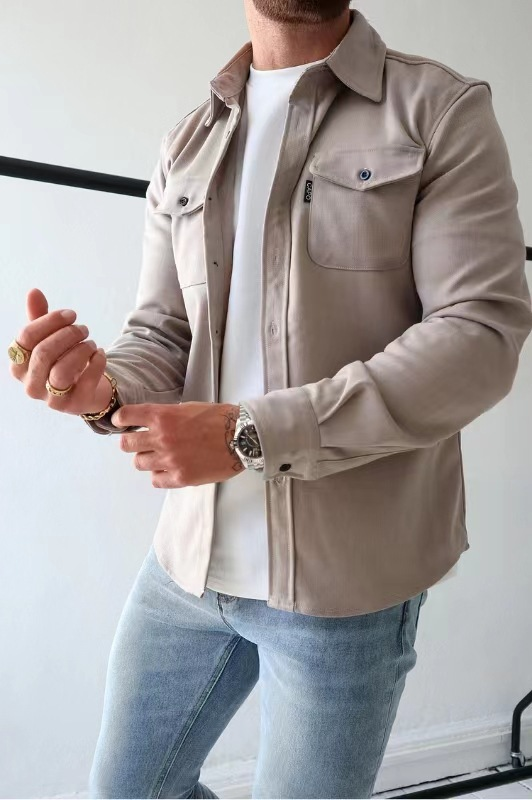 men's regular fit overshirt jacket in khaki