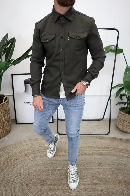 men's regular fit overshirt jacket in olive