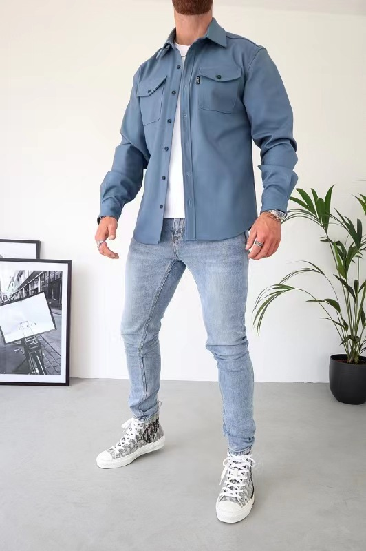 men's regular fit overshirt jacket in blue