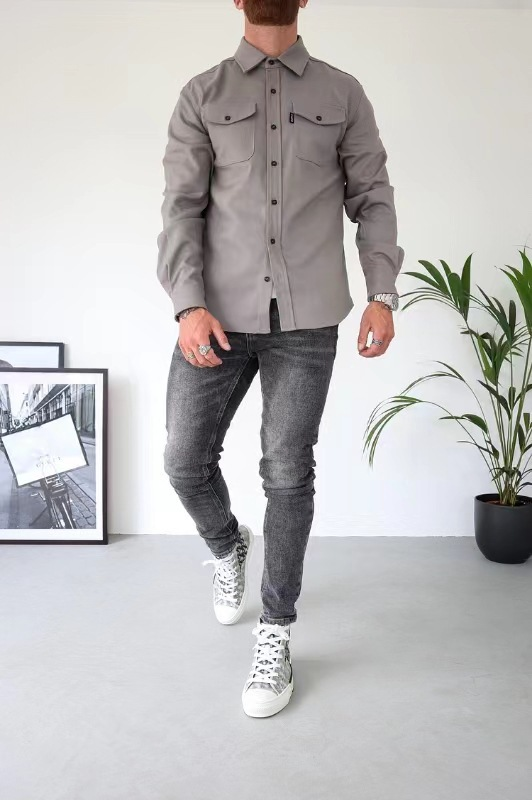 men's regular fit overshirt jacket in gray