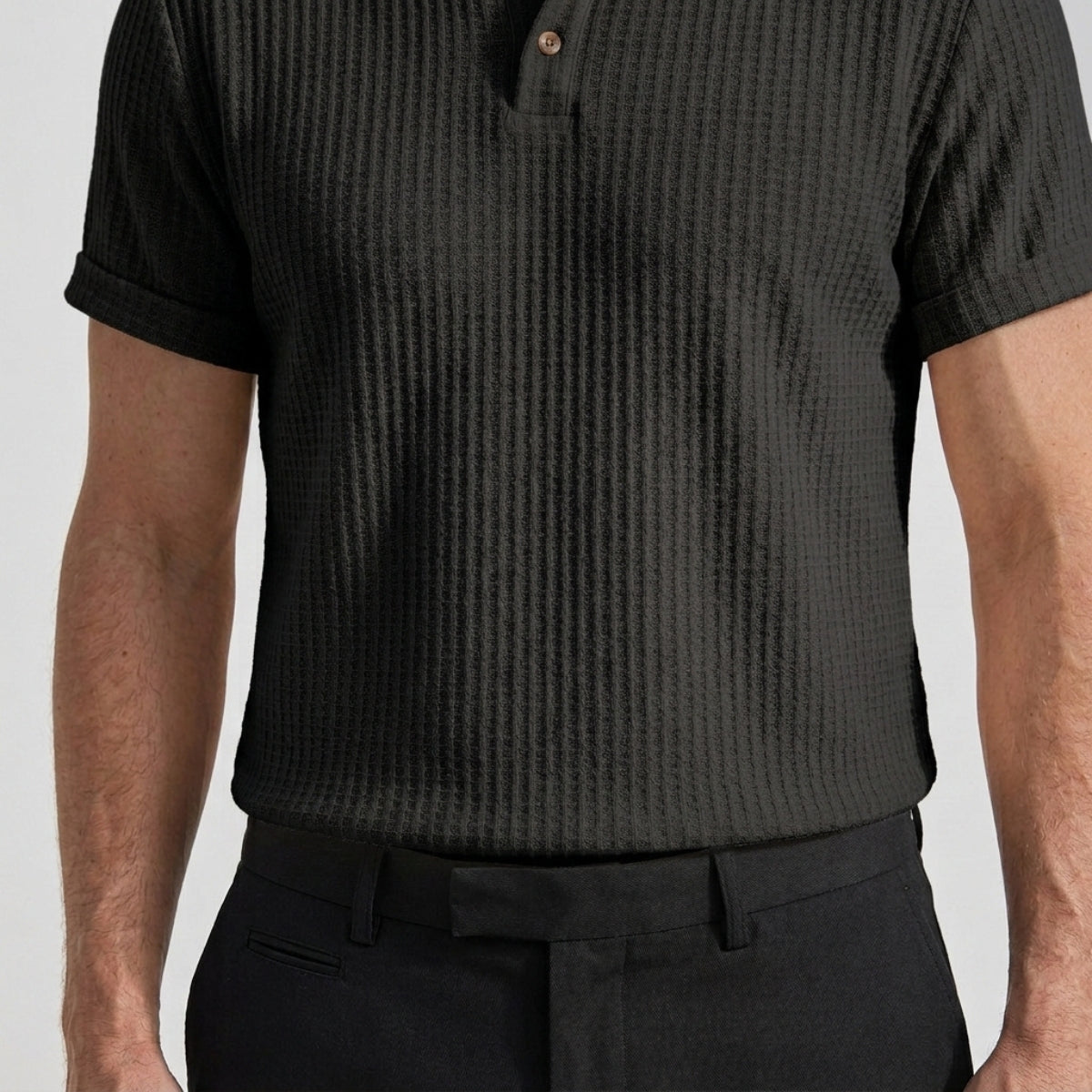 Men's Textured Knit Polo Shirt