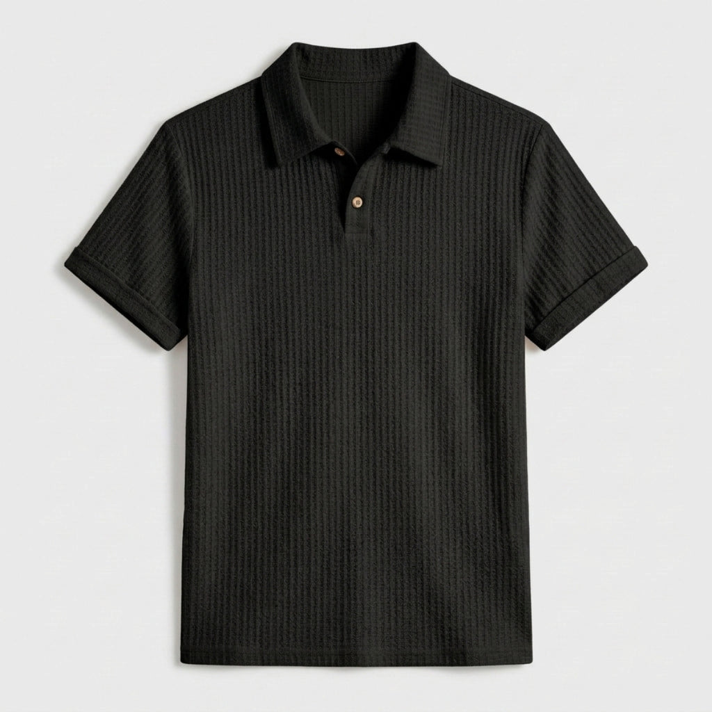 Men's Textured Knit Polo Shirt