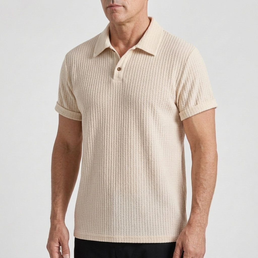 Men's Textured Knit Polo Shirt