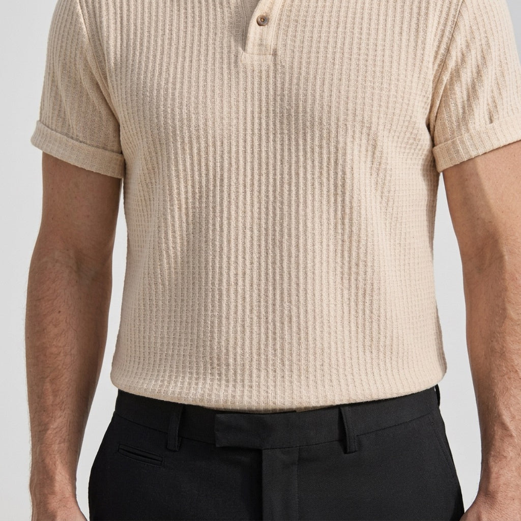 Men's Textured Knit Polo Shirt