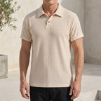 Men's Textured Knit Polo Shirt