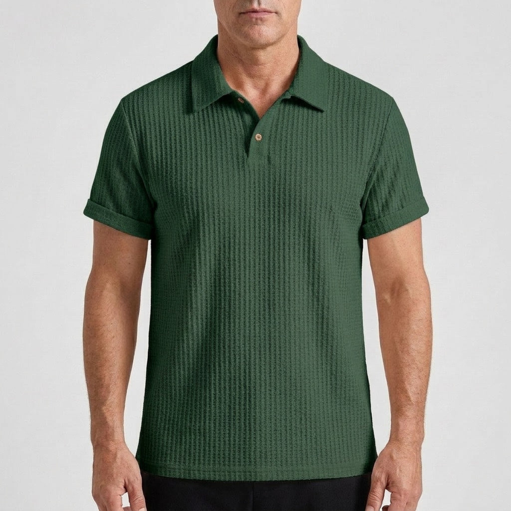 Men's Textured Knit Polo Shirt