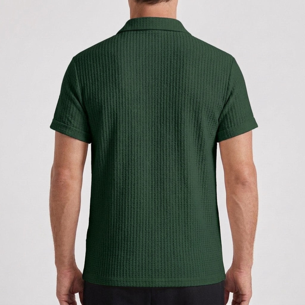 Men's Textured Knit Polo Shirt