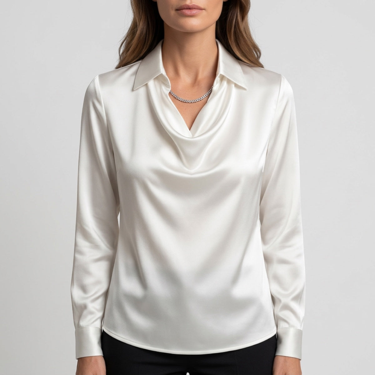 Women's Draped Neck Collared Blouse