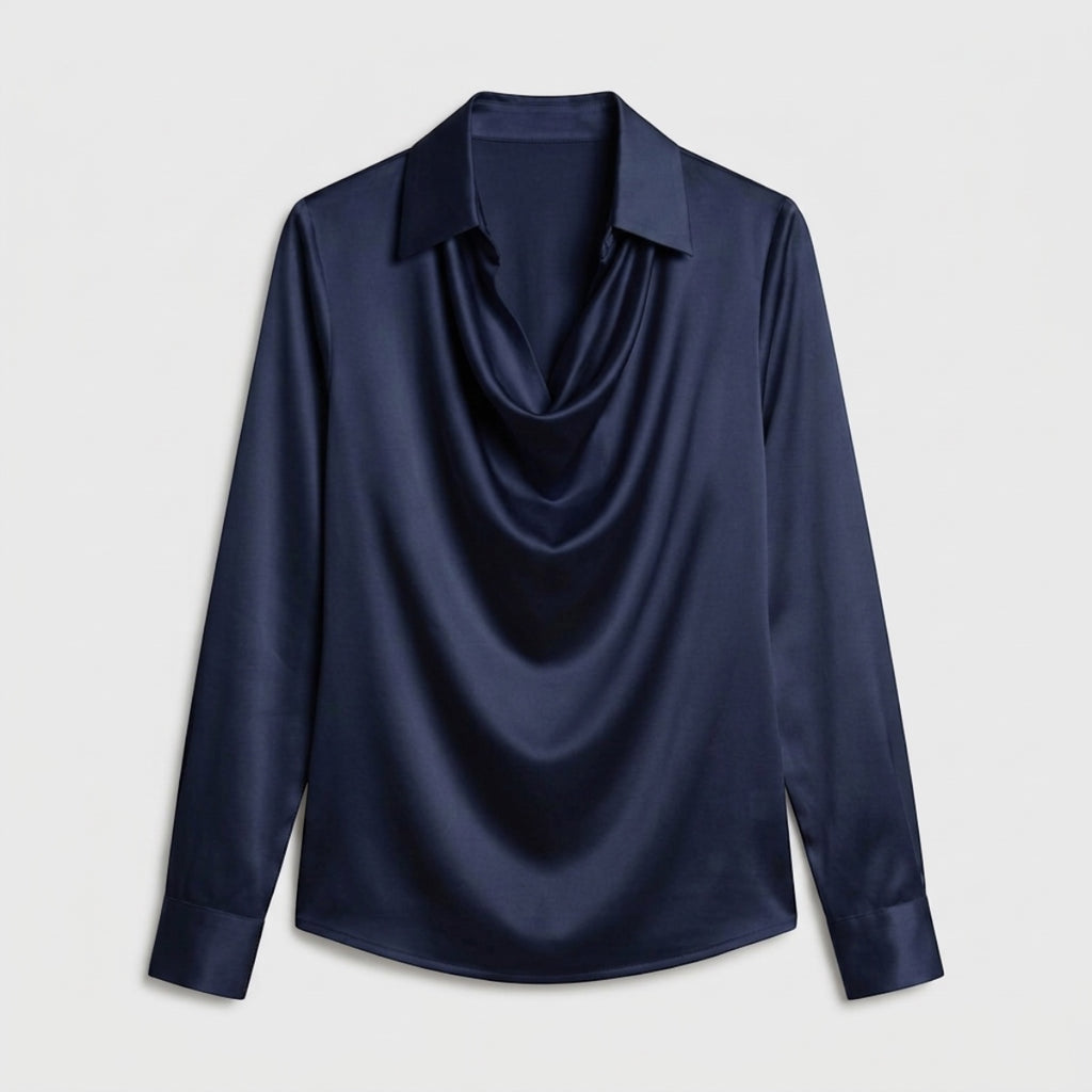 Women's Draped Neck Collared Blouse