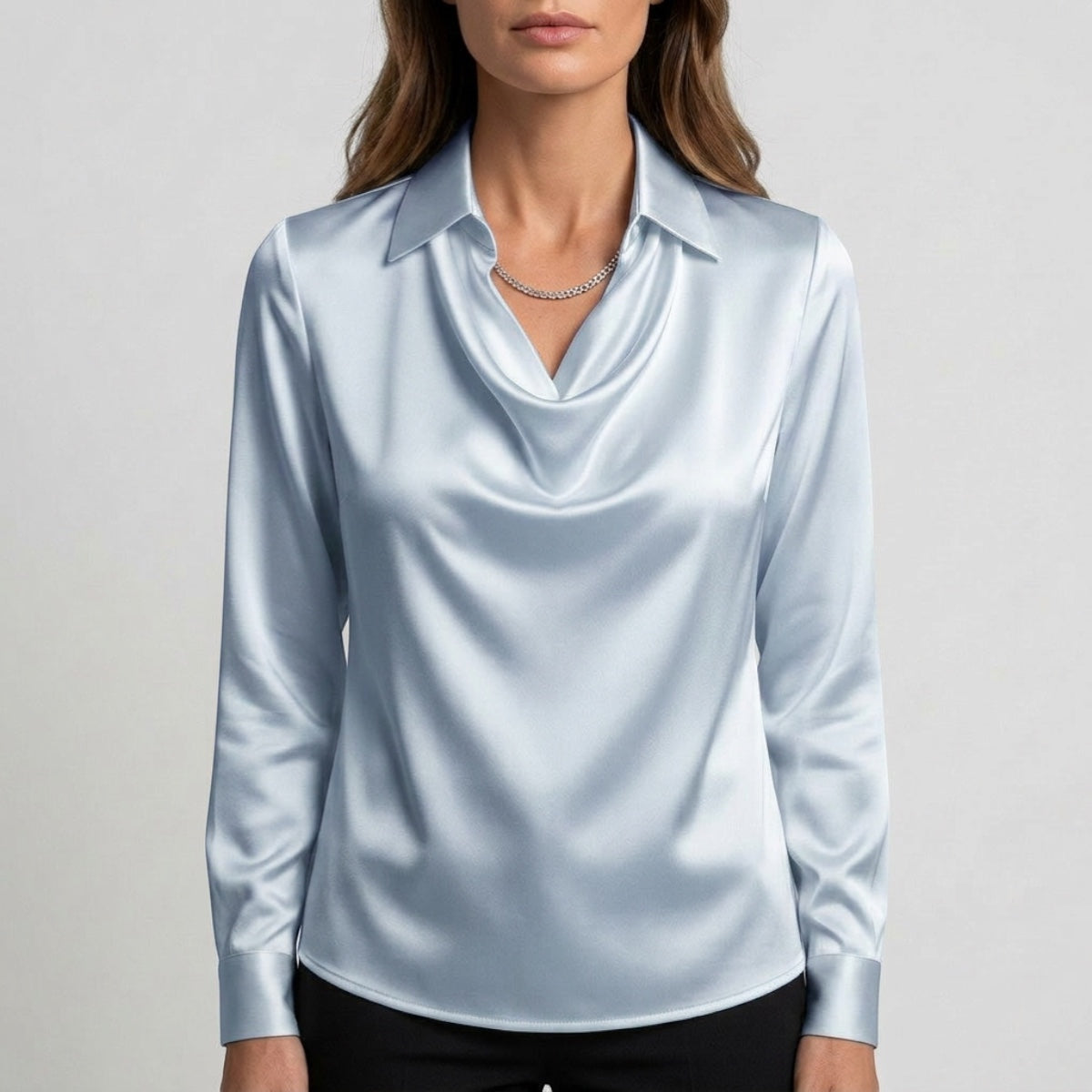Women's Draped Neck Collared Blouse