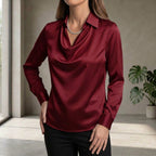 Women's Draped Neck Collared Blouse