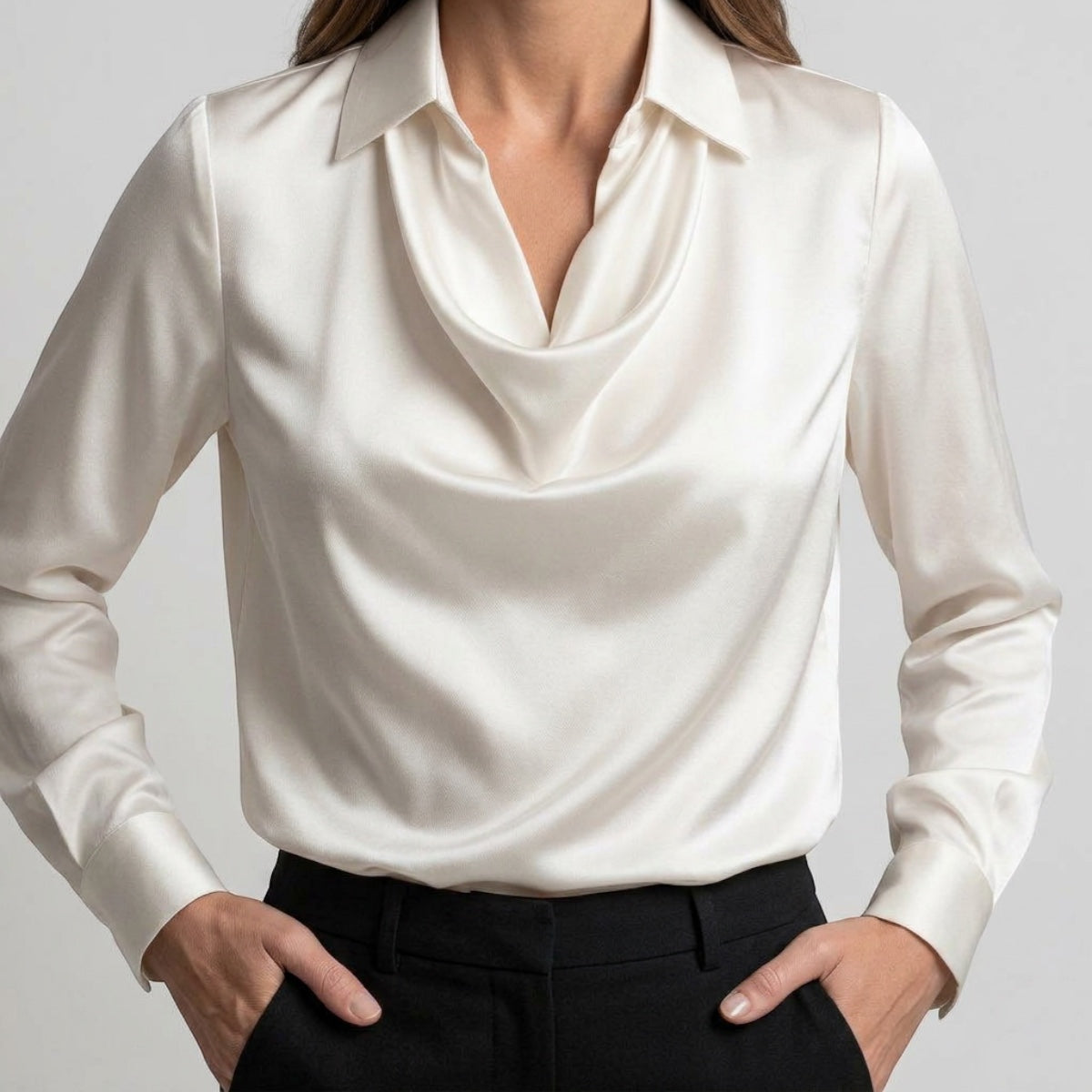 Women's Draped Neck Collared Blouse