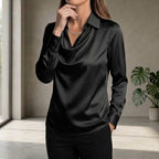 Women's Draped Neck Collared Blouse