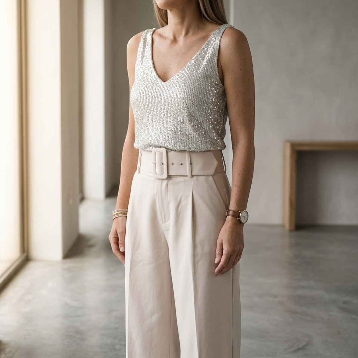 Women's Sequin V-Neck Tank Top