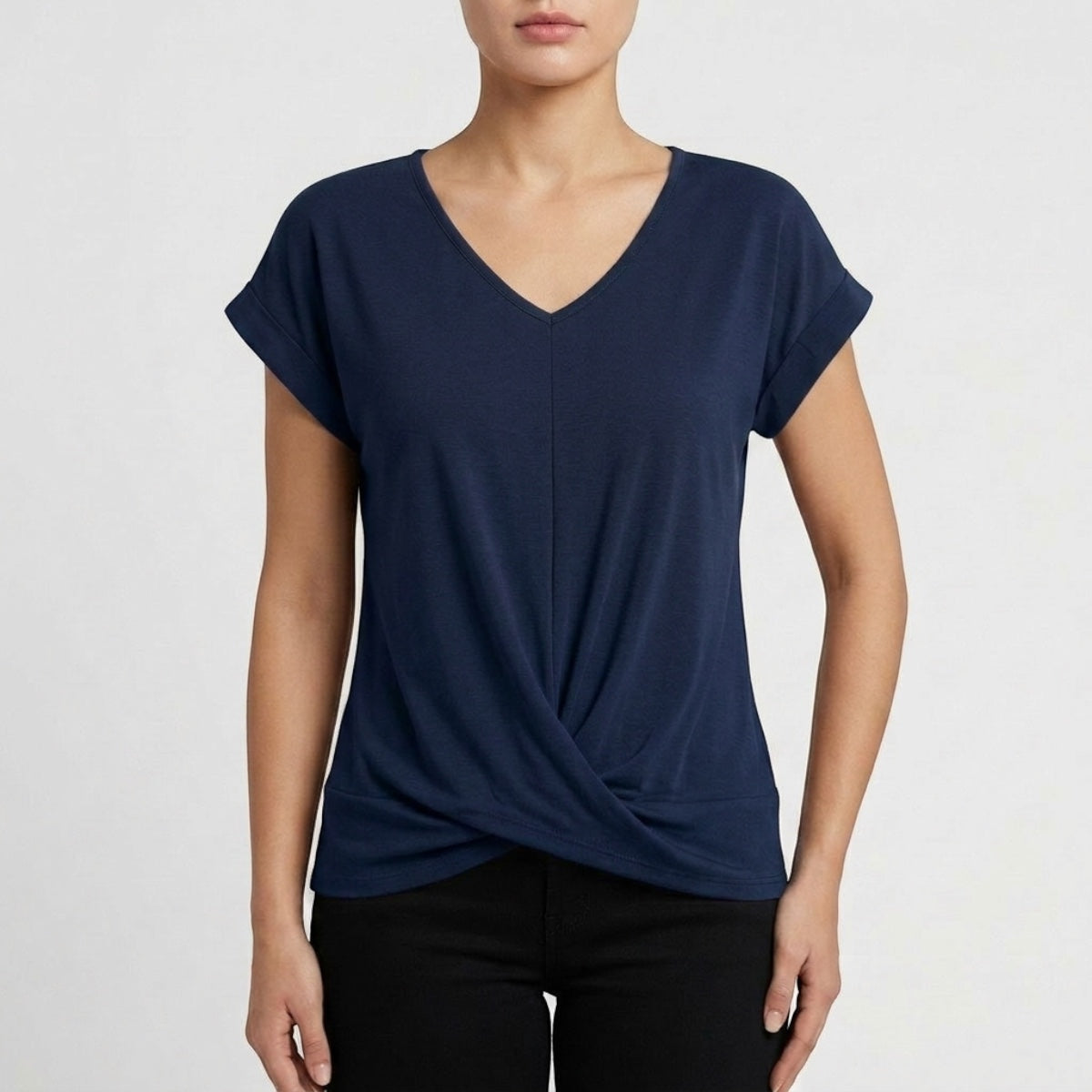 Women's V-Neck Twist Hem Top
