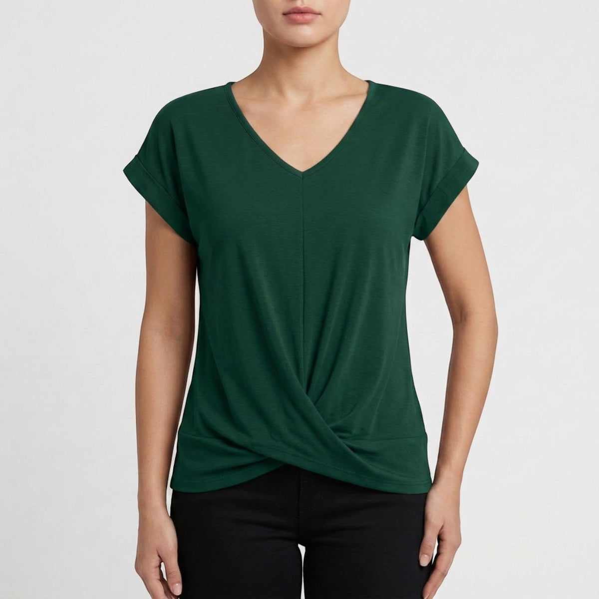 Women's V-Neck Twist Hem Top