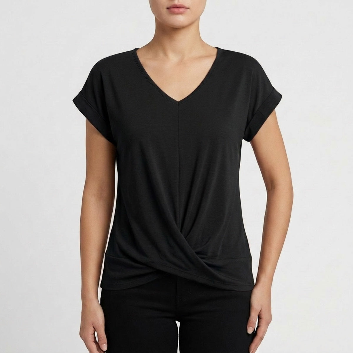 Women's V-Neck Twist Hem Top