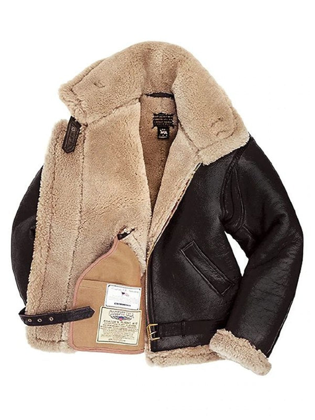 men's aviator jacket with sherpa collar in brown