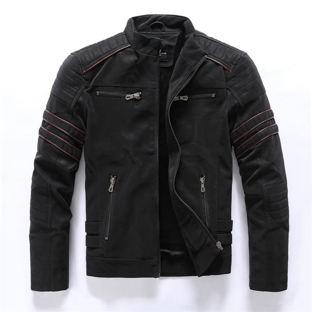 men's biker style zip-up jacket in black