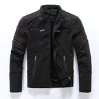 men's biker style zip-up jacket in black