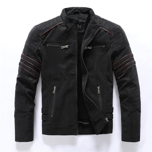 men's biker style zip-up jacket in black