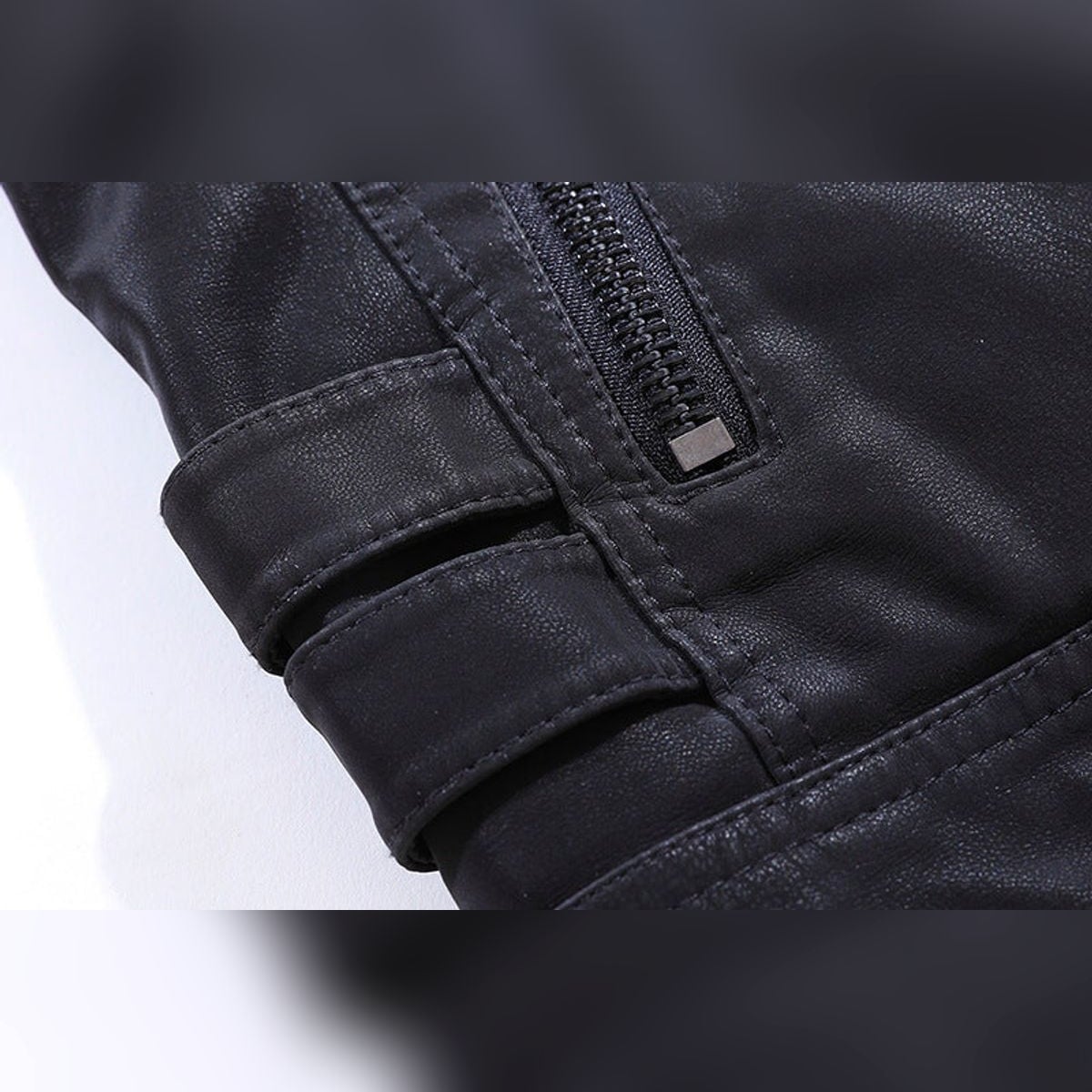 men's biker style zip-up jacket