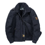men's button-up long sleeve jacket navy blue