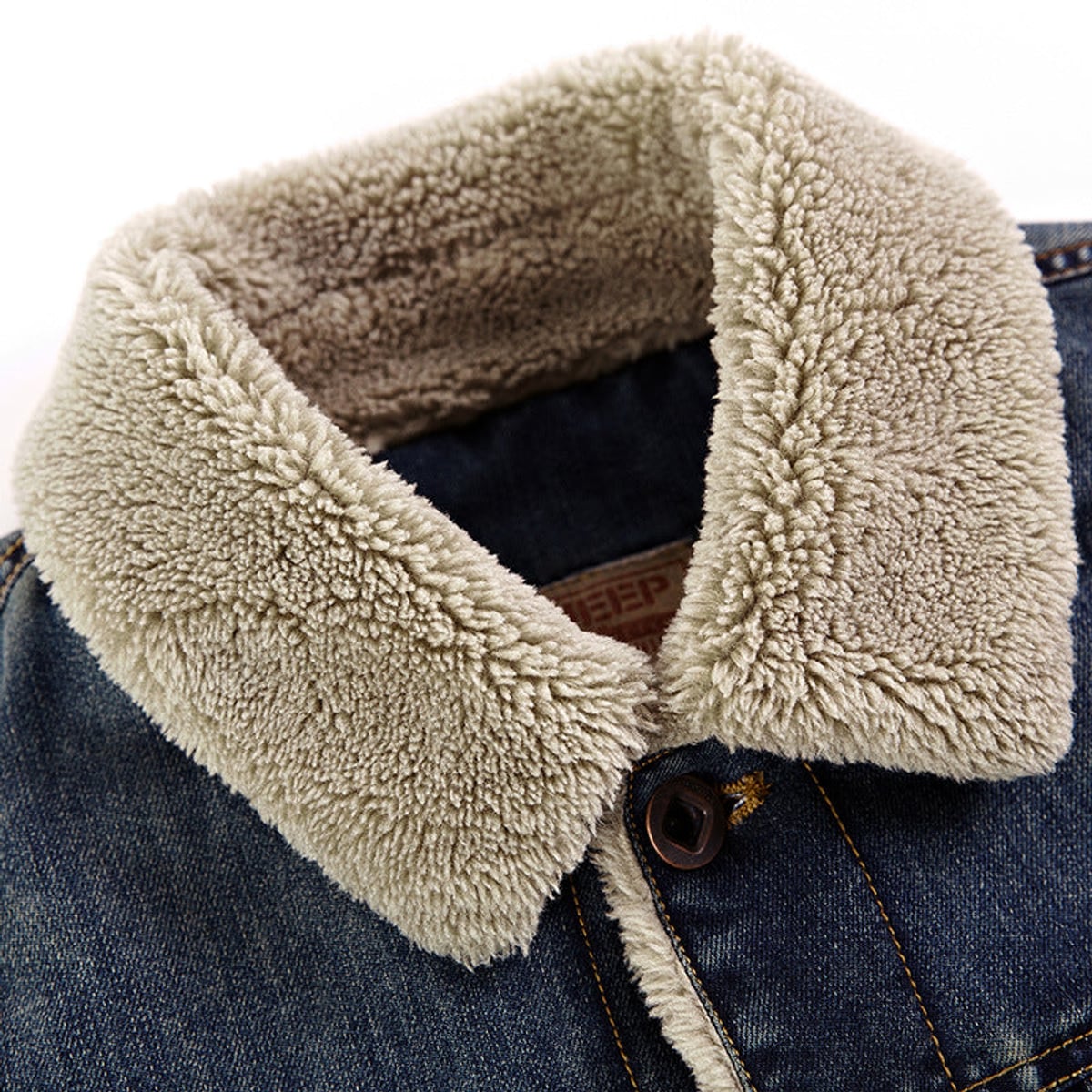 men's button-up teddy-lined jacket