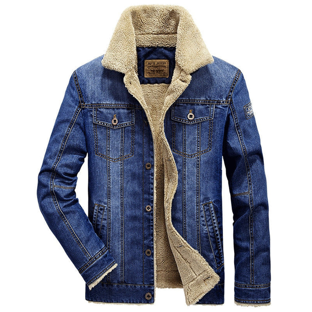 men's button-up teddy-lined jacket in light blue