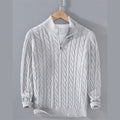 men's cable knit half zip sweater in gray