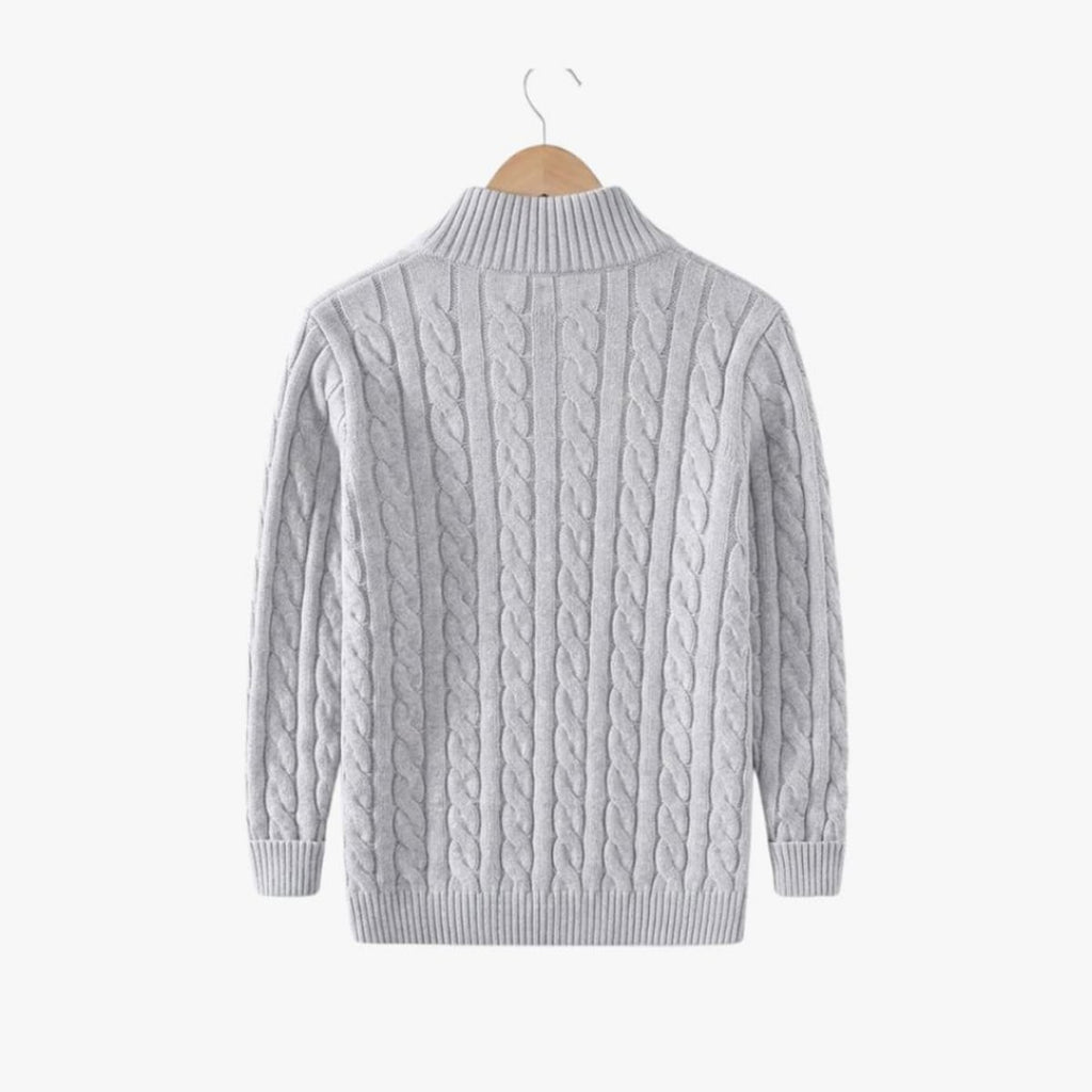 men's cable knit half zip sweater in gray