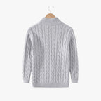 men's cable knit half zip sweater in gray
