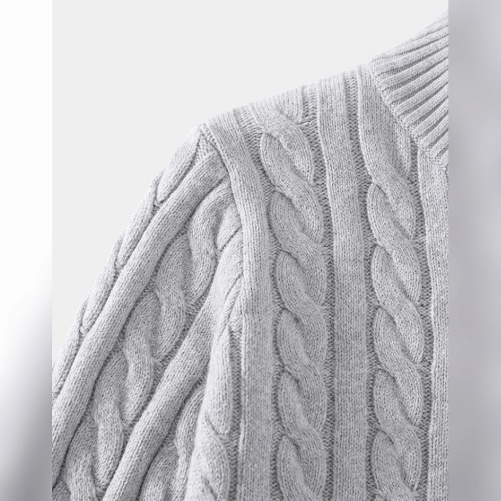 men's cable knit half zip sweater