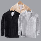 men's cable knit turtleneck half zip sweater