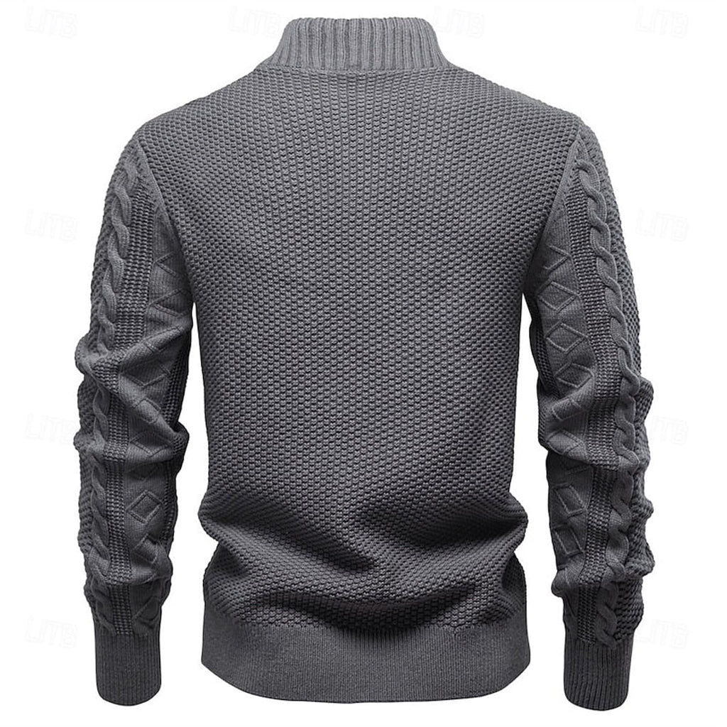 men's cable knit zip-up cardigan