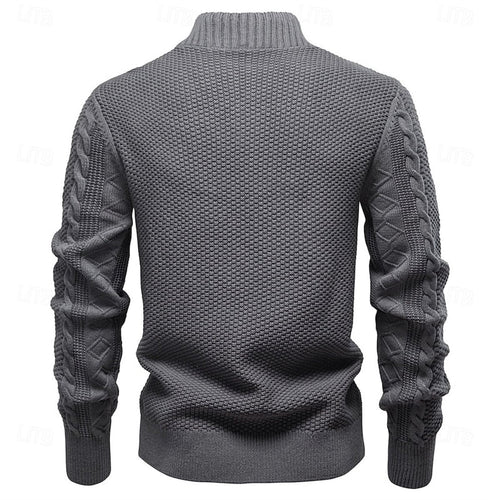 men's cable knit zip-up cardigan