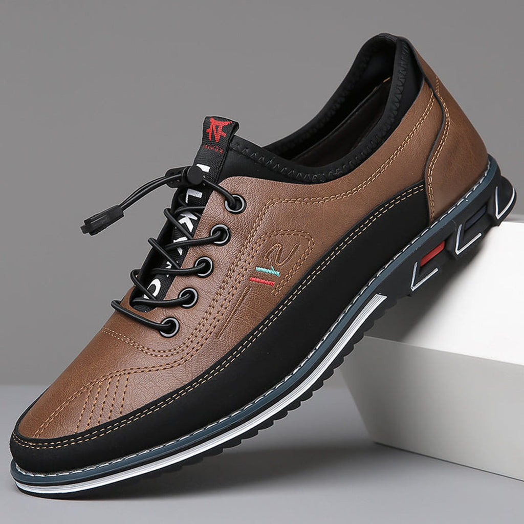men's casual lace-up sneaker shoes in chestnut tan