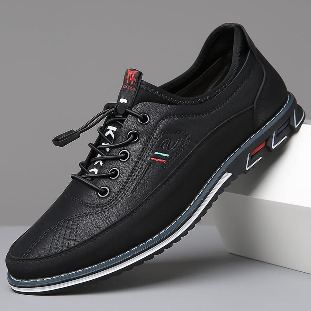 men's casual lace-up sneaker shoes in midnight black