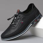 men's casual lace-up sneaker shoes in midnight black