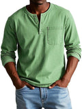 men's casual long sleeve henley t-shirt in green