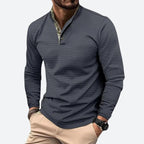 men's casual long sleeve polo shirt in gray