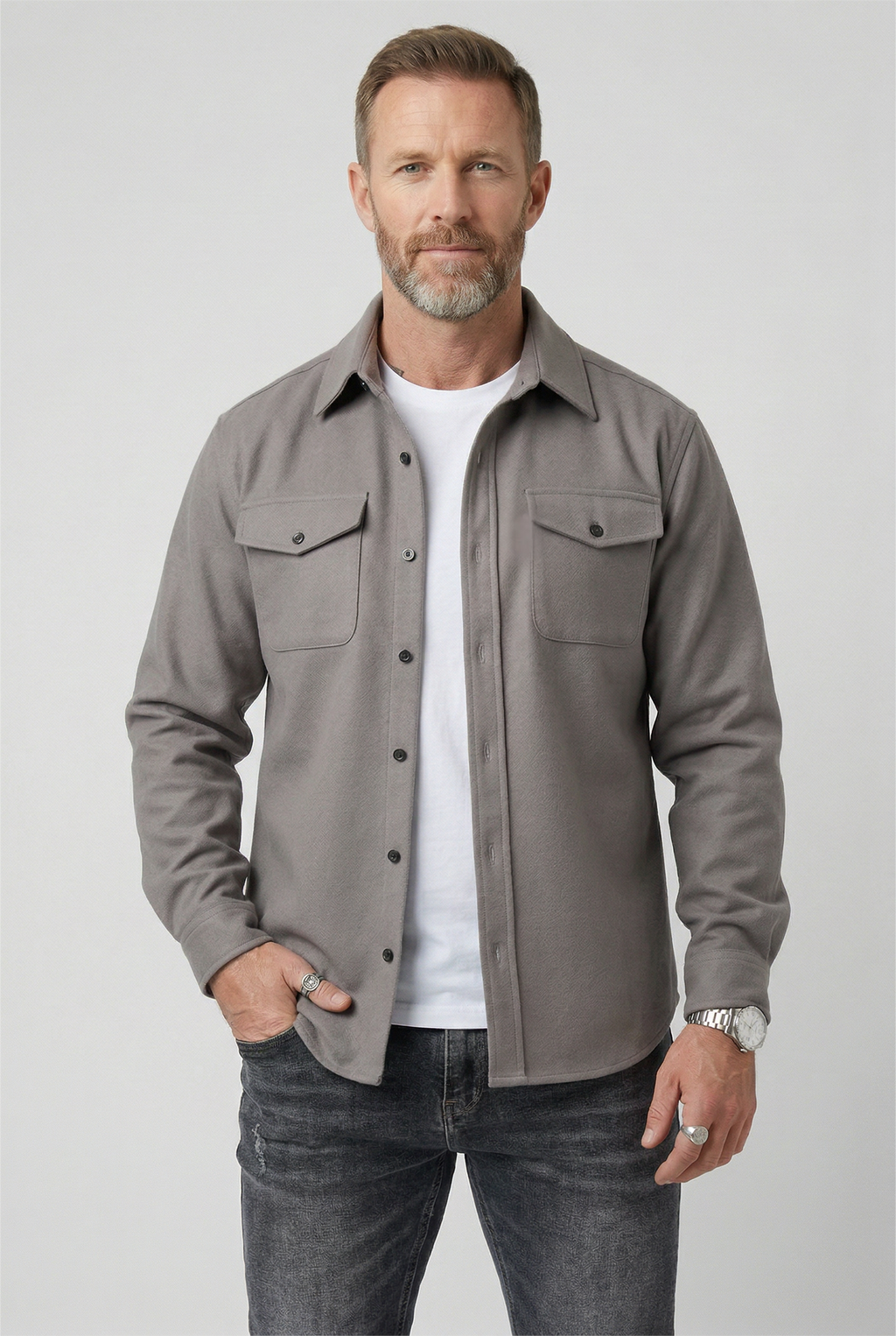 men's casual overshirt in light gray