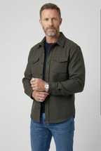men's casual overshirt in army green